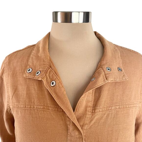 Christian Siriano Linen Blend Jacket Size M Snap Front Fall Casual Work Wear - Picture 4 of 9